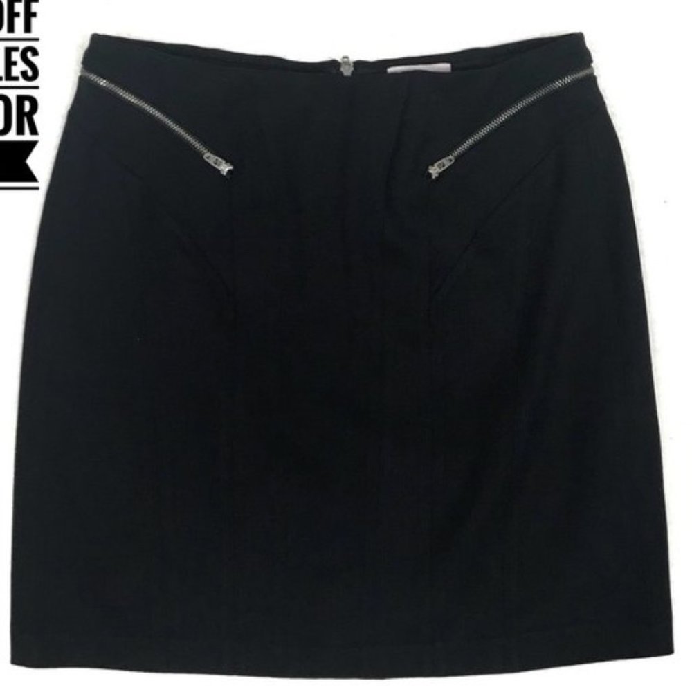 Helmut Lang black virgin wool zippered skirt